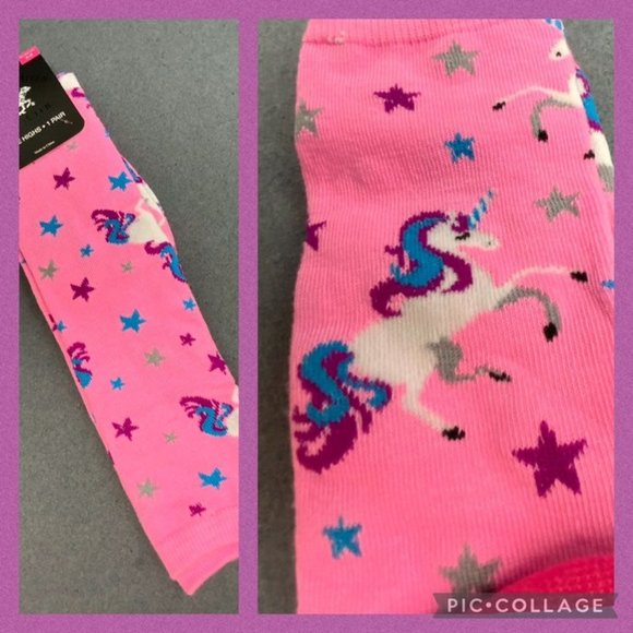 Unicorn Knee High Socks Pink Purple Blue White Gre - Picture 1 of 5